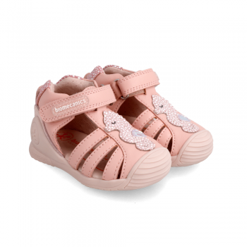 Παιδικό δερμάτινο ροζ παπουτσοπέδιλο Biomecanics 222110